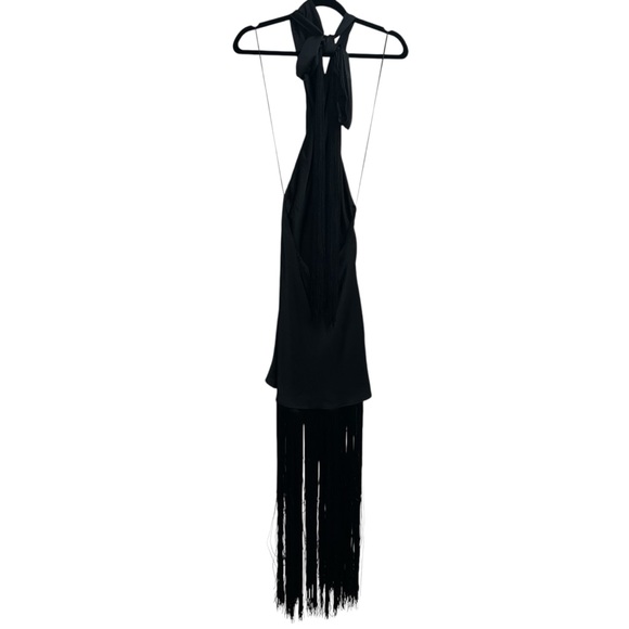 NEW NWOT Show Me Your Mumu Jasmine Fringe Halter Maxi Dress Black Satin SIZE M - Picture 7 of 12